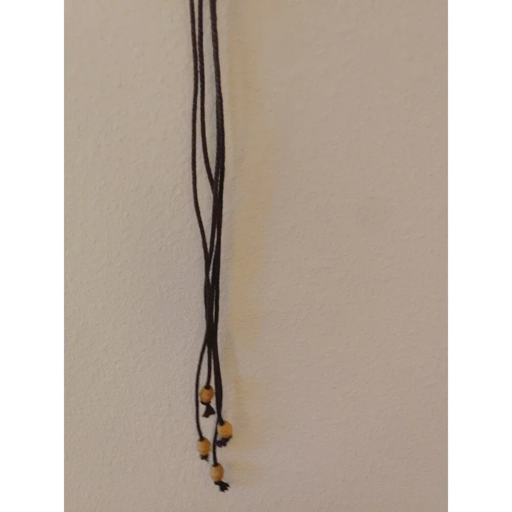 Brown And Yellow Bead Belt Artisan Stretch String Tie 32